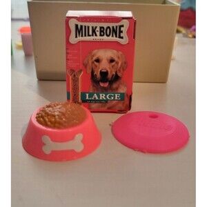Barbie and Ginger Dog Playset Accessories Bowl Milkbone Frisbee